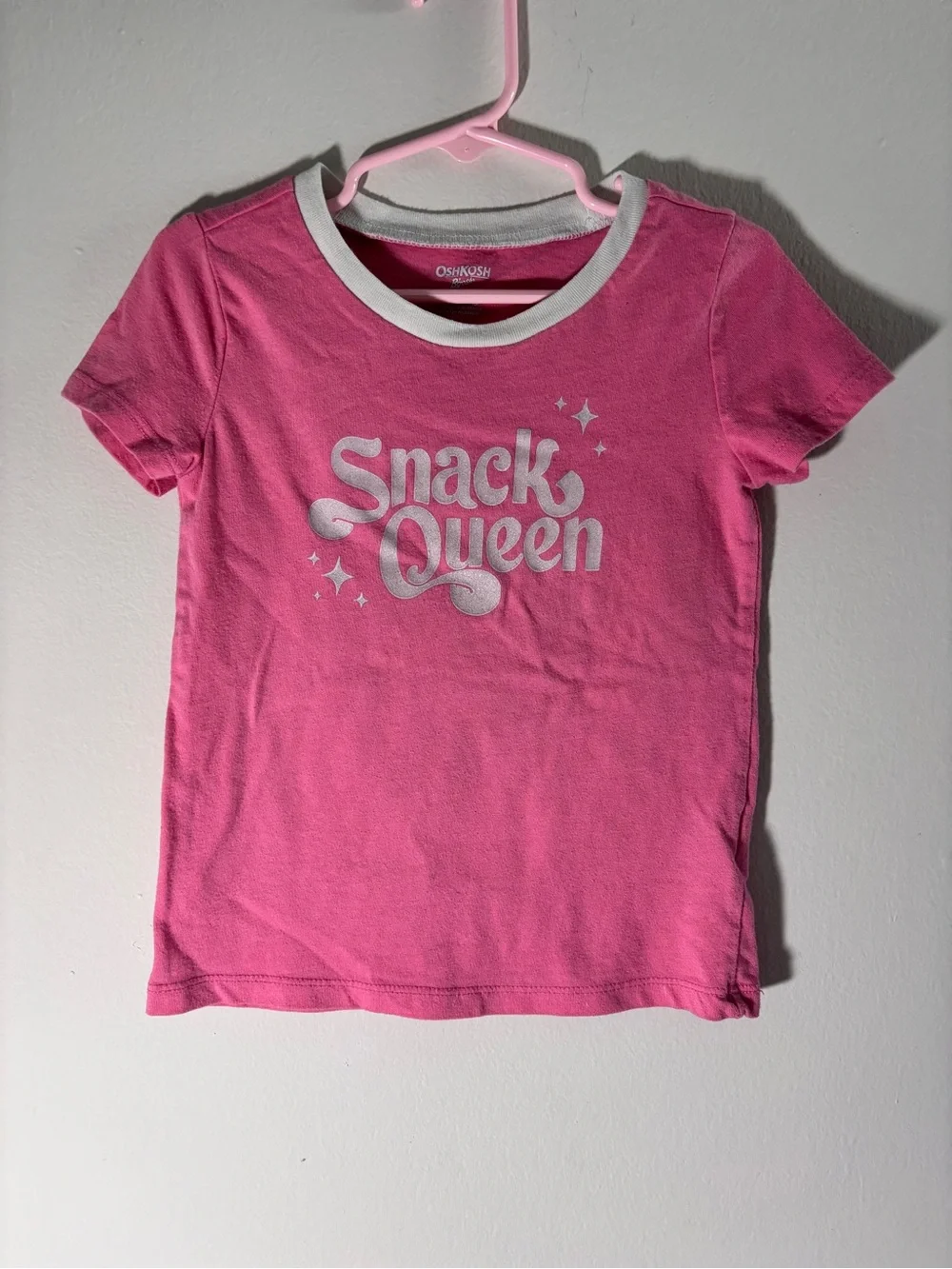 OshKosh B'gosh Pink Short Sleeve Tee with White 'Snack Queen' Graphic